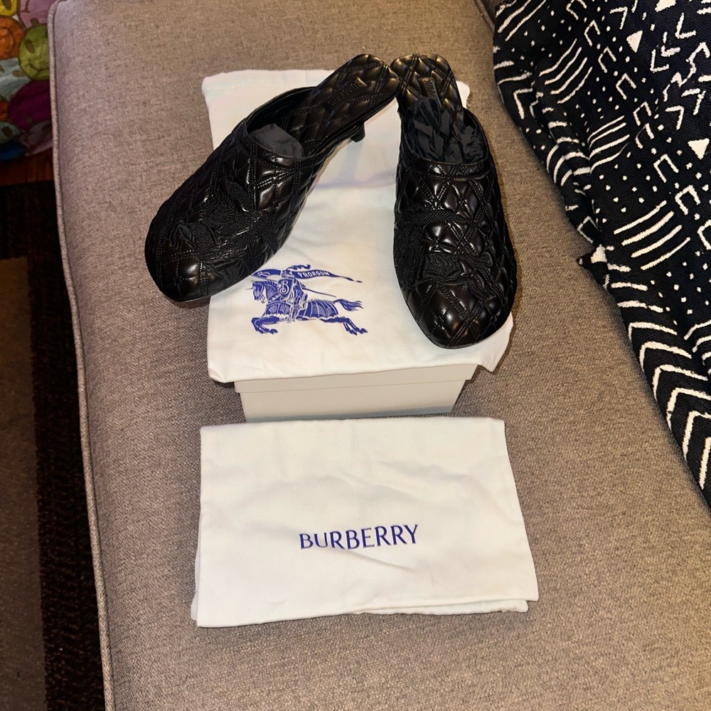 Burberry Black Leather Slip-On Shoes